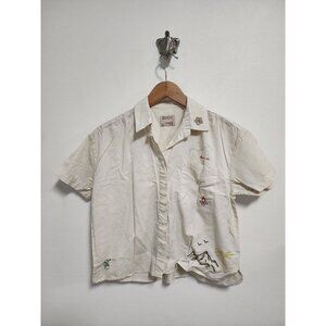 Bench cream embroidered nature short sleeve button up shirt M